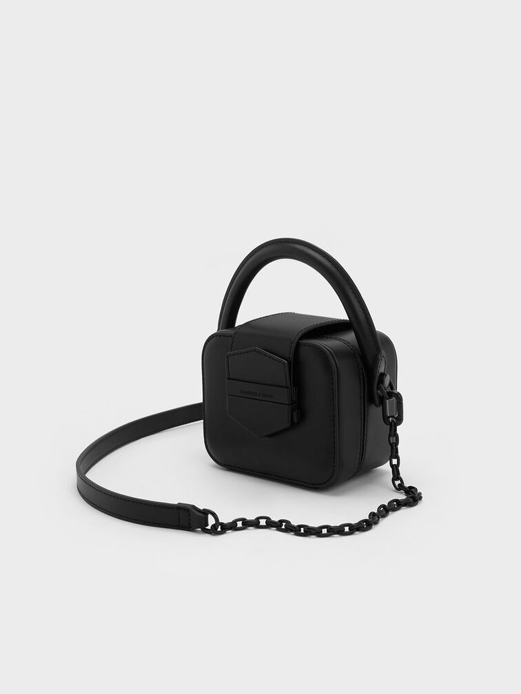Mini Vertigo Boxy Top Handle Bag
 - Jet Black | Charles & Keith US