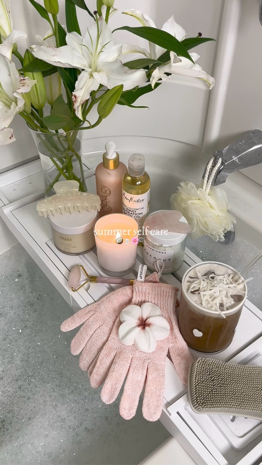 Ringing in the summer vibes with a coconut milk bath & a toasted coconut iced latte ☕️🤍🥥🌸🫧 

🧴 beauty product details:
@herbivorebotanicals coconut hydrating milk bath soap
@etsy a labor of love shop hawaiian bath bomb
@theouai st barts body creme 
@sheamoisture daily hydration body oil

#selfcare #selfcareroutine #selfcaresunday #bathbomb #bathtime #bathroutine #baththerapy #girltherapy #summeraesthetic #asmr #asmrrelax #pinterestaesthetic #ａｅｓｔｈｅｔｉｃ #softgirl #softgirlaesthetic #justgirlythings #romanticizeyourlife 

[ self care routine, self care bath set up, self care Sunday routine, aesthetic bath routine, asmr bath routine, asmr skincare routine, summer aesthetic, coconut milk bath, coconut theme bath, soft girl aesthetic, feminine self care, romanticize your life ]

#LTKSeasonal #LTKBeauty