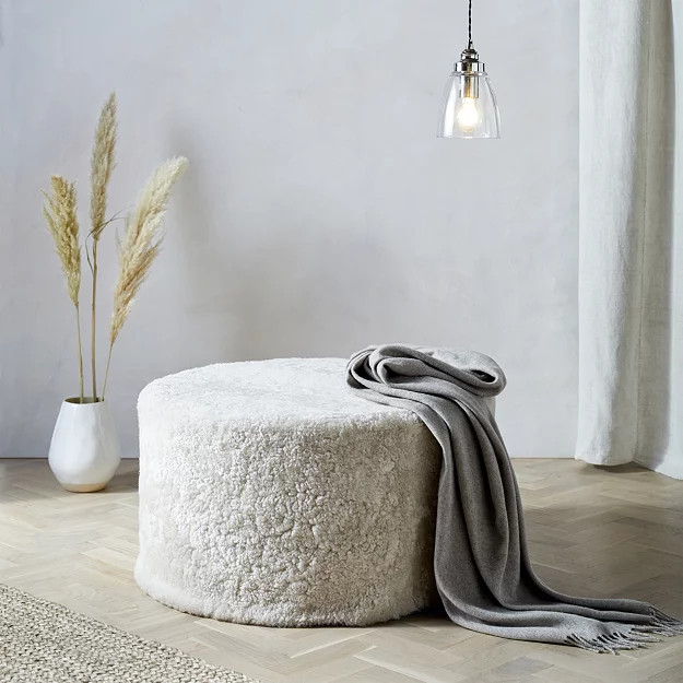 Sheepskin Round Pouffe | The White Company (UK)