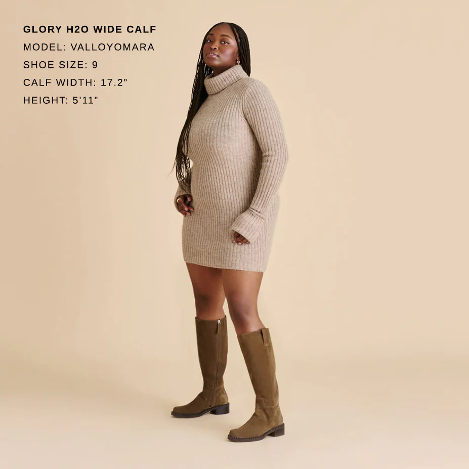 Glory H2O Wide Calf Boots Olive Suede | DolceVita.com