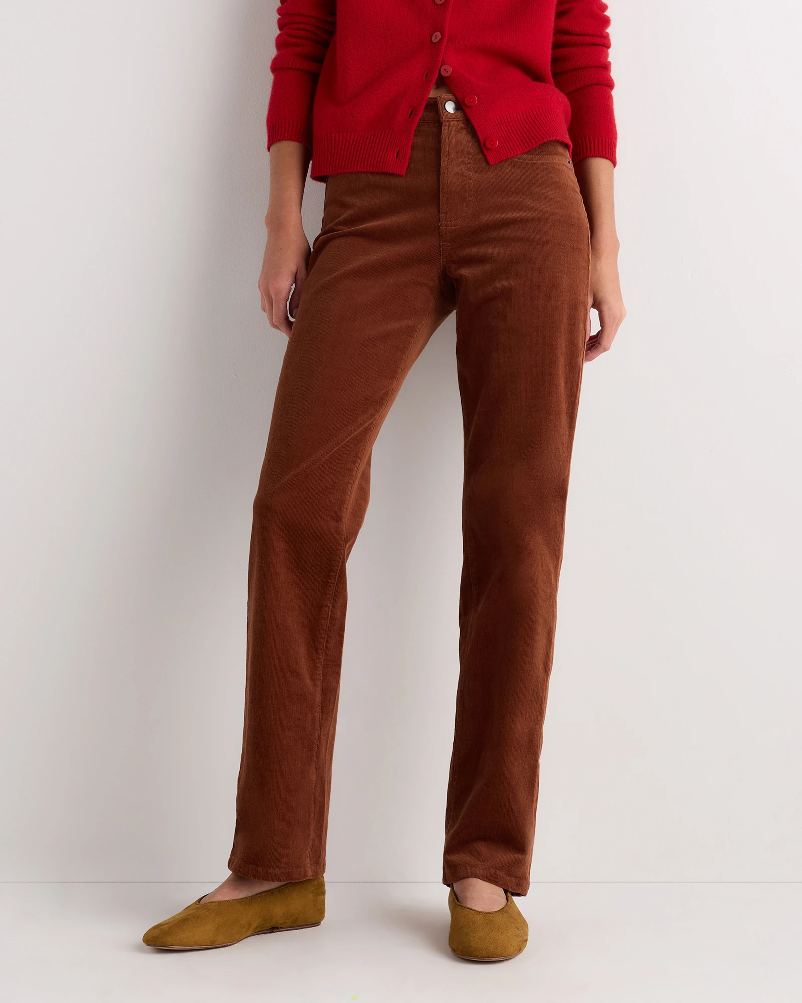 Quince | Women's Organic Stretch Corduroy Straight Leg Pants in Warm Brown, Size 6, Organic Cotton | Quince