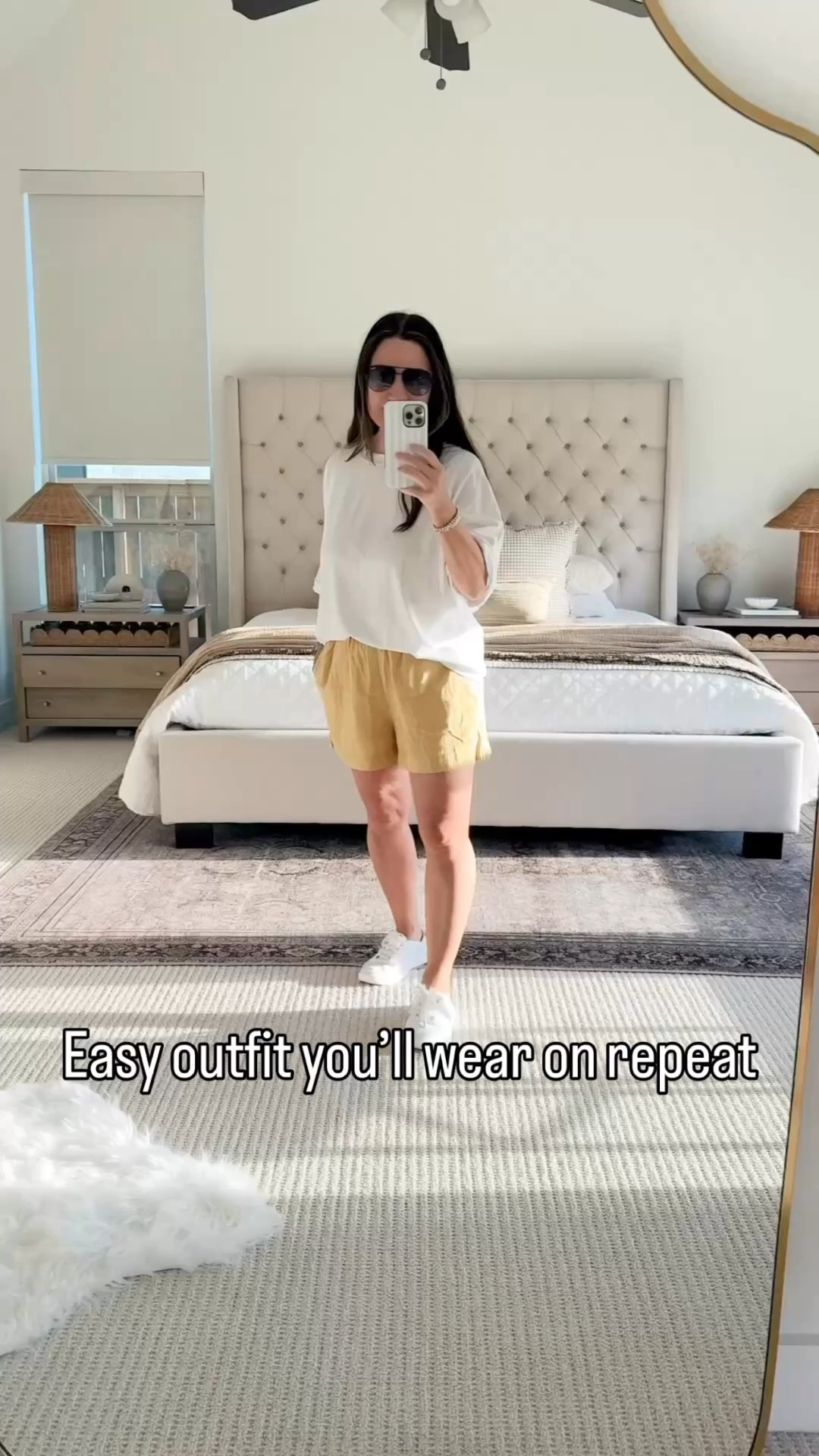 Easy everyday outfit I keep reaching for 🤍 This oversized Amazon tee is one of my most worn basics and these comfy linen shorts are perfect for warm weather days. Styled it with my go-to white sneakers for a clean, effortless look you can throw on and go. Also styled it with my favorite sandals. Spring outfit 2026   Follow me on LTK for daily outfit ideas, Amazon finds, and easy everyday style.

#LTKPetite #LTKootd #LTKSeasonal