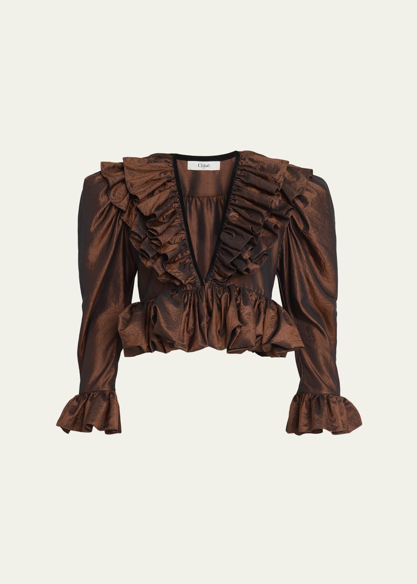 Chloe Ruffle-Trim Cropped Blouse | Bergdorf Goodman