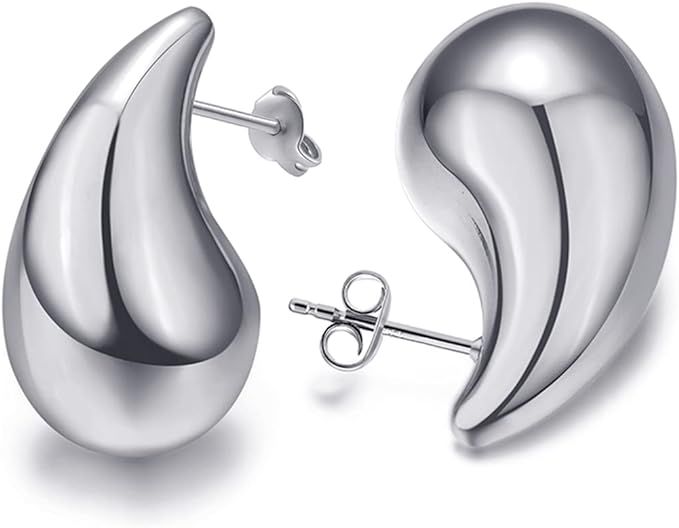 Teardrop Chunky Earrings for Women Trendy Hoop Earring Set Earring Dupes, Gold Earrings | Amazon (US)