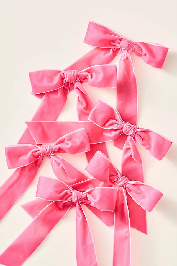 Velvet Bow Clip-On Ornaments, Set of 6 | Anthropologie (US)