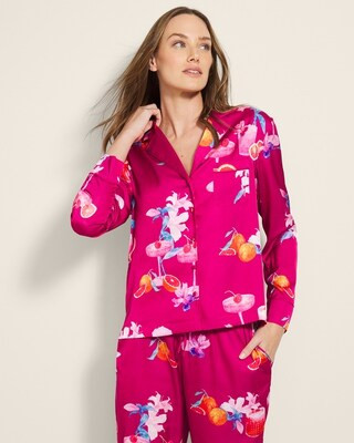 Long-Sleeve Notch Collar Pajama Top | SOMA