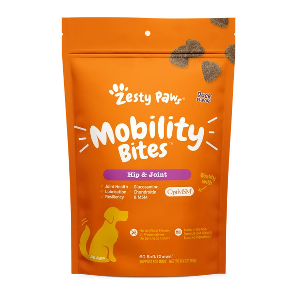 Zesty Paws Mobility Bites, Hip & Joint Supplement for Dogs, Duck Flavor, 60 Count | Walmart (US)