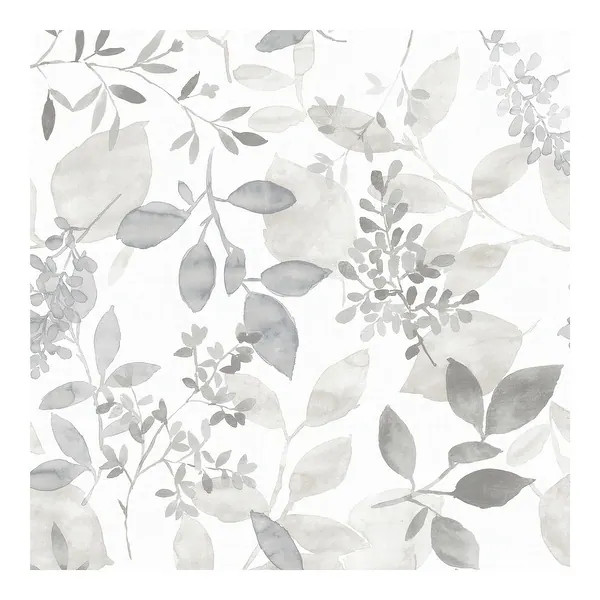 NuWallpaper Grey Breezy Watercolor Botanical Nature Peel and Stick Wallpaper - 216in x 20.5in x 0... | Bed Bath & Beyond