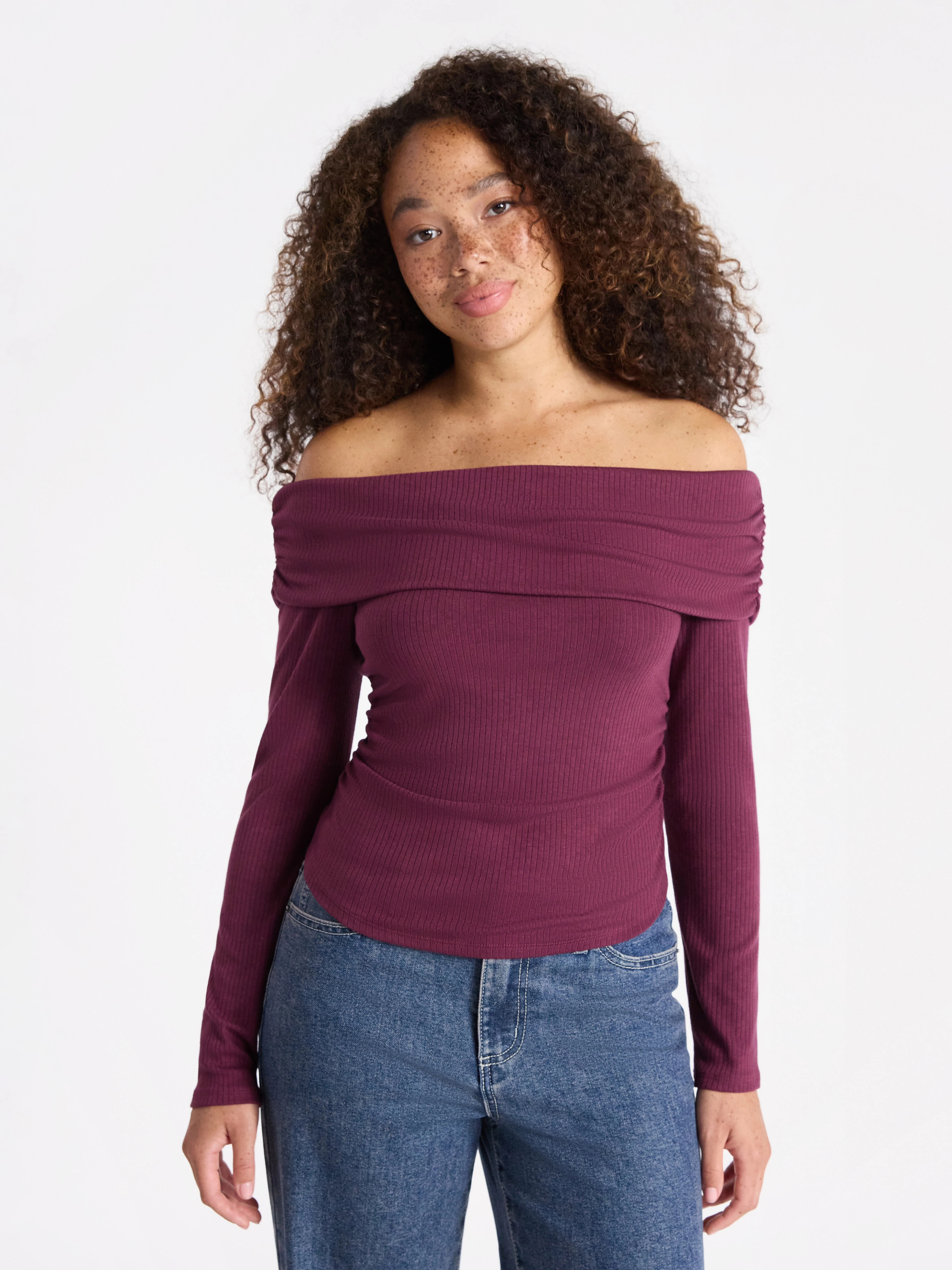 No Boundaries Off The Shoulder Top with Long Sleeves, Women’s | Walmart (US)