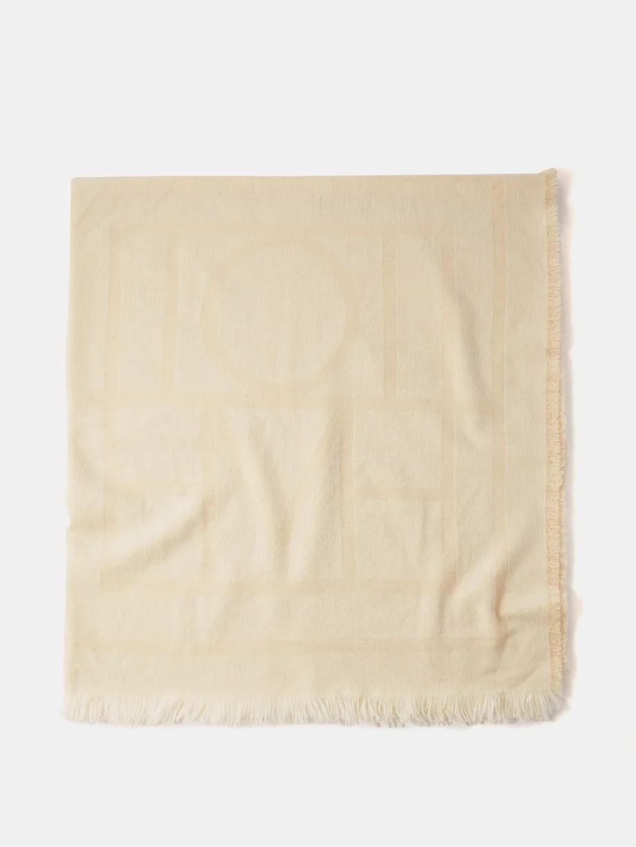 Monogram-jacquard frayed wool-blend scarf | Matches (US)