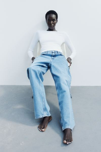 Ribbed Cotton Top - White - Ladies | H&M US | H&M (US + CA)