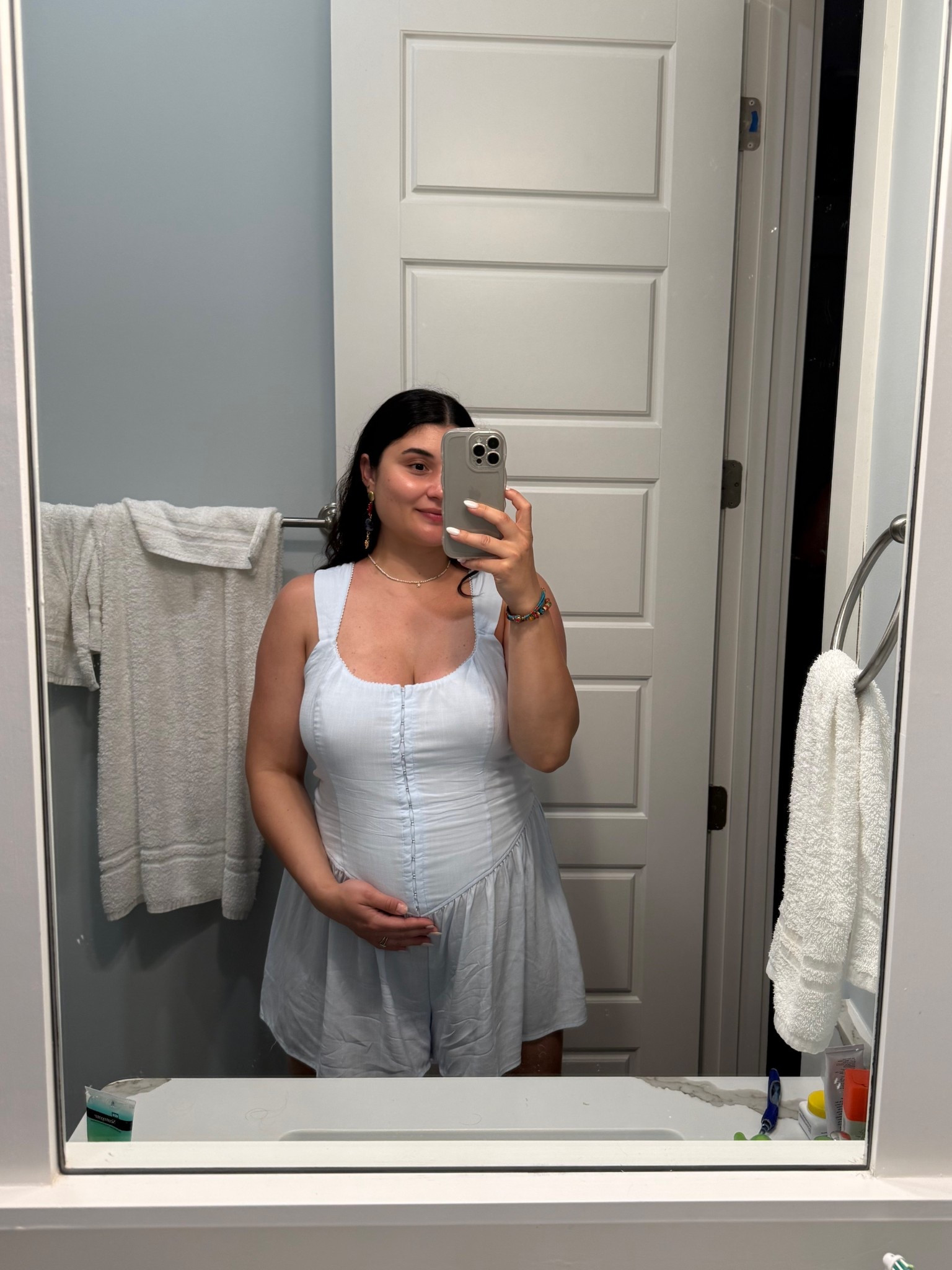 Comfy cotton romper under $30
Beach vacation outfit 
Non-maternity size XL - could  size down to L at 5 months pregnant 

#LTKBump