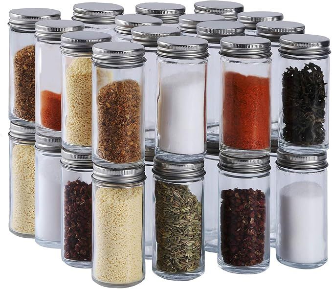 HAIBO 34 Pcs Small Glass Spice Jars(4 oz),Ball Spice Containers Bottles Shaker Lids and Airtight ... | Amazon (US)