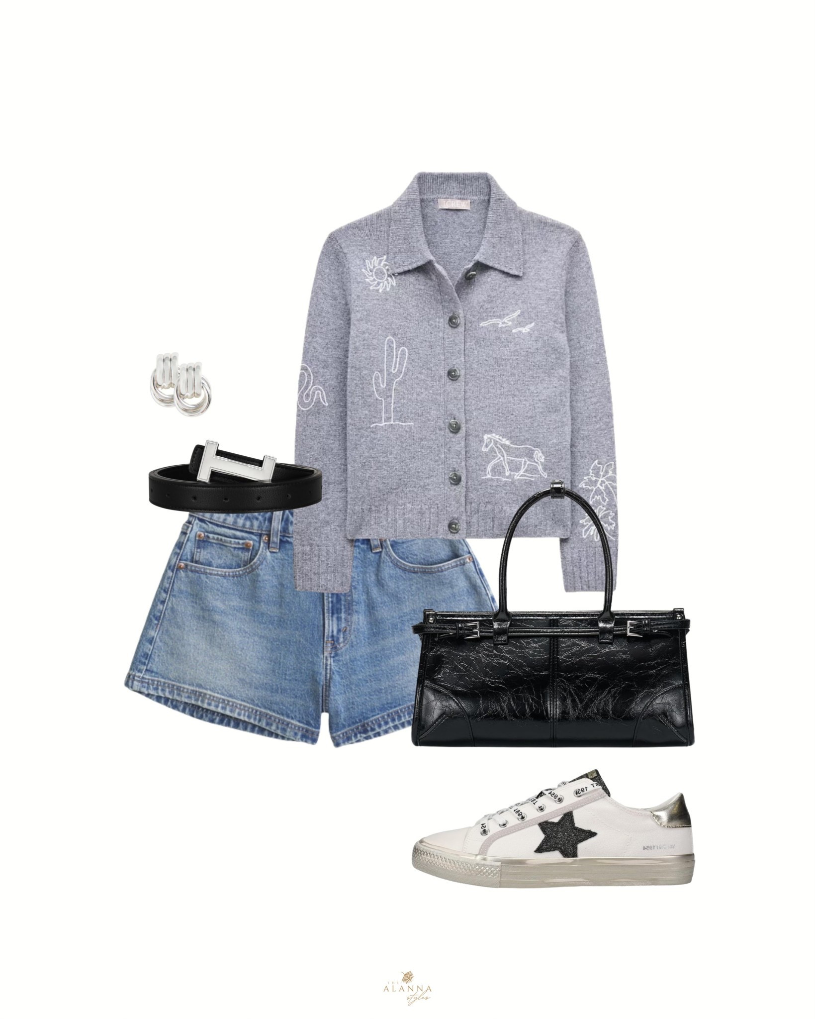 western-chic spring layers. 🌵🐎 i am obsessed with the embroidery on this grey cardigan—it’s the perfect light layer for a texas spring. paired with my favorite denim shorts and a high-shine silver star sneaker. 

#springstyle #cardiganstyle #westernchic #goldengoose #springlayers #weekendoutfit #casualchic

#LTKFestival