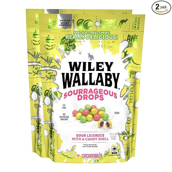 Wiley Wallaby 6 Ounce Sourrageous Drops Mix of Watermelon, Green Apple and Lemon Soft & Chewy Lic... | Amazon (US)