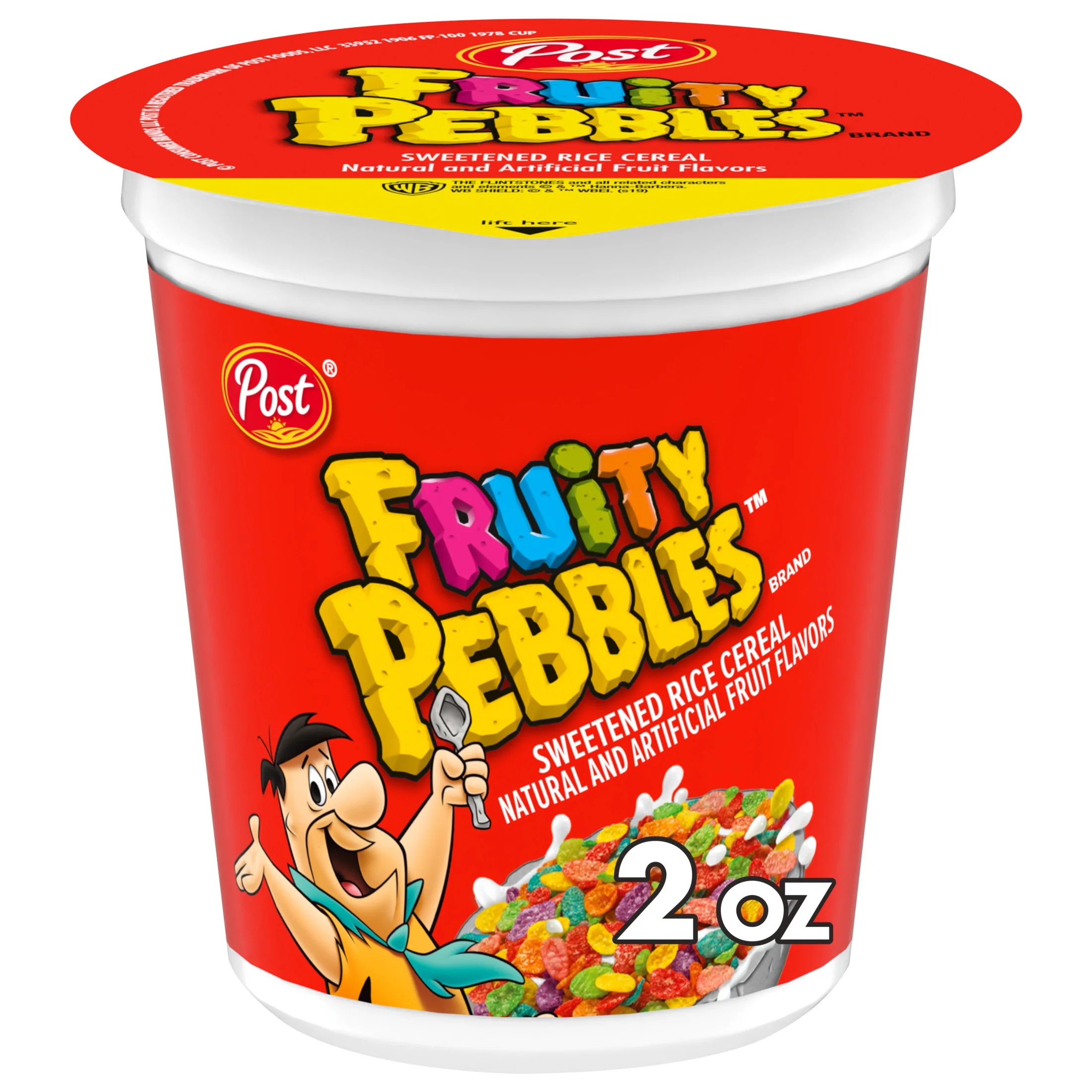 Post Fruity PEBBLES Cereal, Fruity Kids Cereal, Crunchy 2 oz Individual Cup - Walmart.com | Walmart (US)