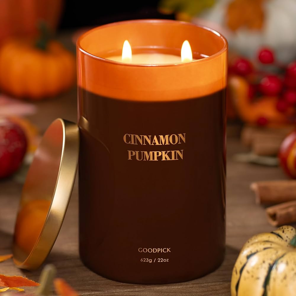 Goodpick Cinnamon Pumpkin Scented Candle 22 oz, Hallo ween Gift Candles, Fall Candles, Classic Lu... | Amazon (US)