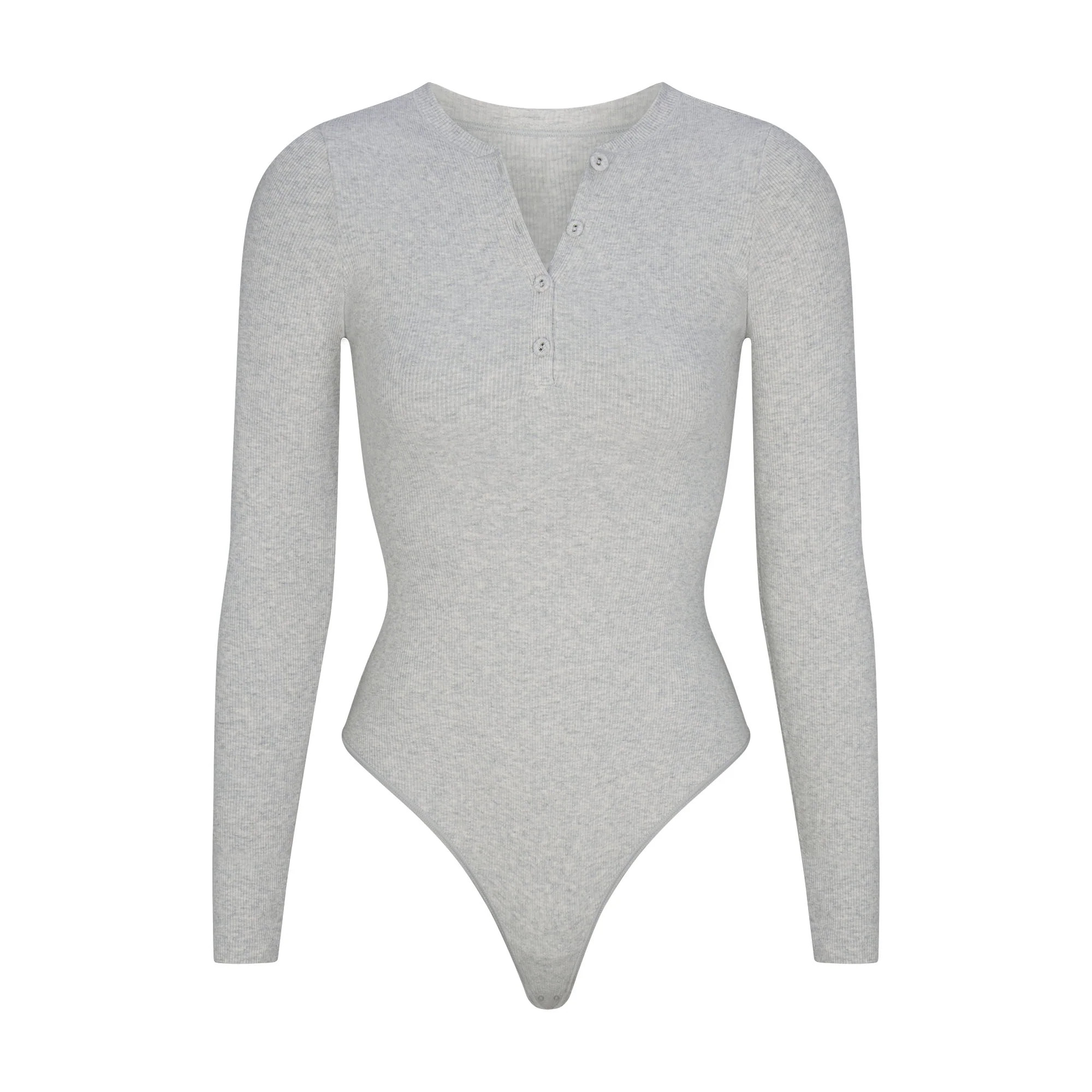 LONG SLEEVE HENLEY BODYSUIT | SKIMS (US)