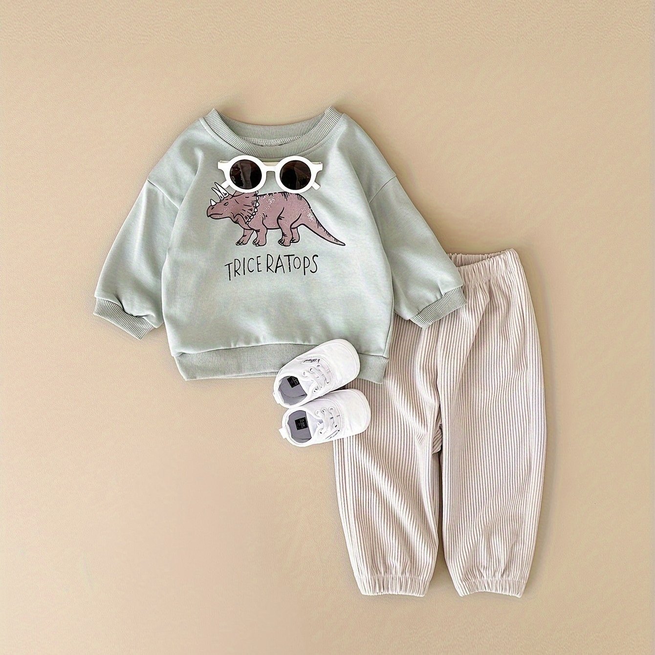 Baby's Cartoon Dinosaur Print Casual Outfit Drop Shoulder - Temu | Temu Affiliate Program