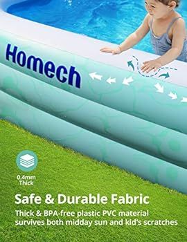 Inflatable Pool, Homech Inflatable Swimming Pool with Sun Shade, Family Swim Center 118"x72"x22" ... | Amazon (US)