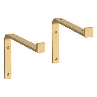 8.27 in. Painted Brushed Brass Steel Wraparound Decorative Shelf Bracket (2-Pack) | The Home Depot