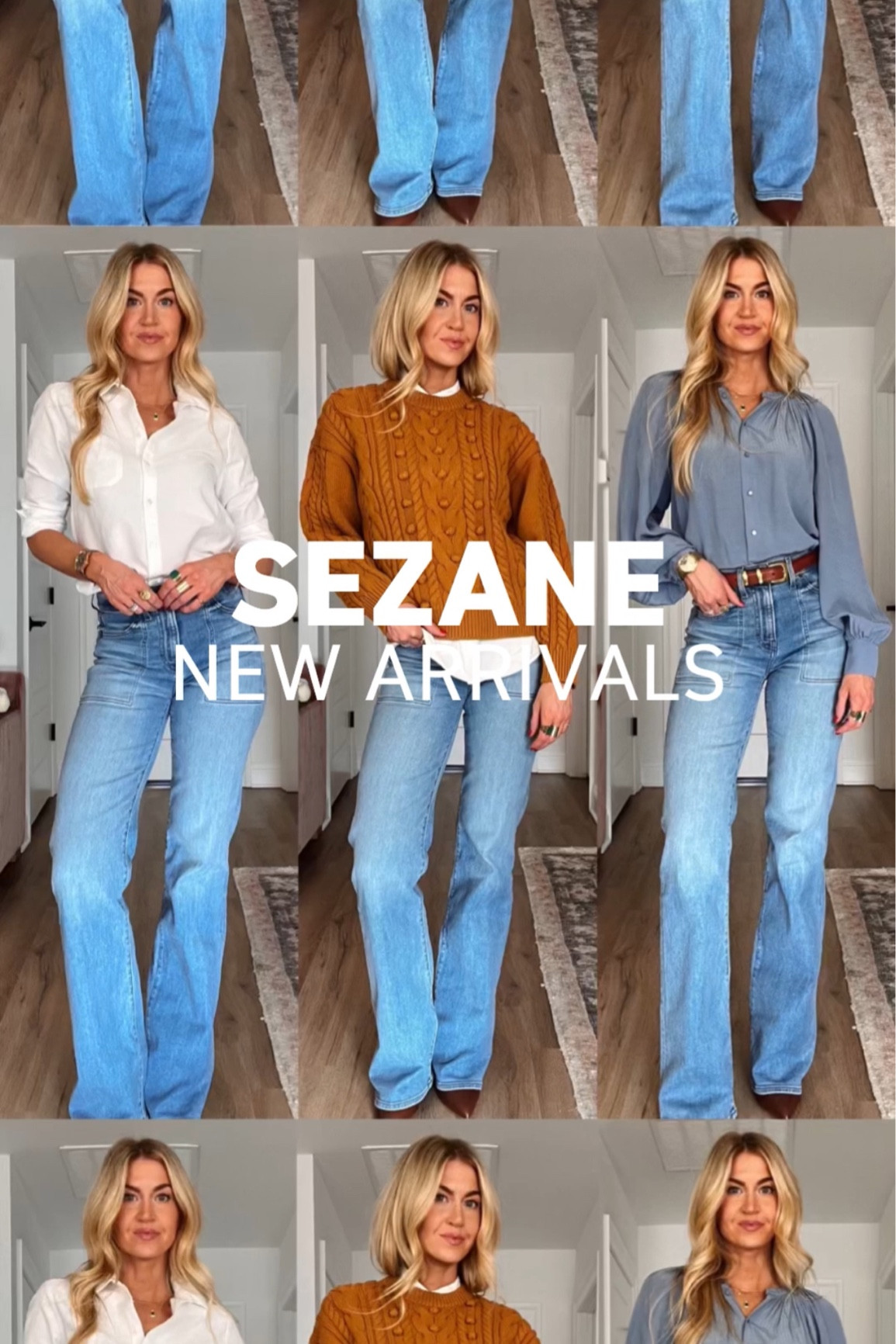 Sezane new arrivals:
Blue top: runs TTS, wearing a 4
White top: runs TTS, wearing a 4
Bronze Sweater: runs small, wearing a Med
Jeans: run TTS
Boots: run TTS 

#LTKworkwear #LTKSeasonal #LTKstyletip