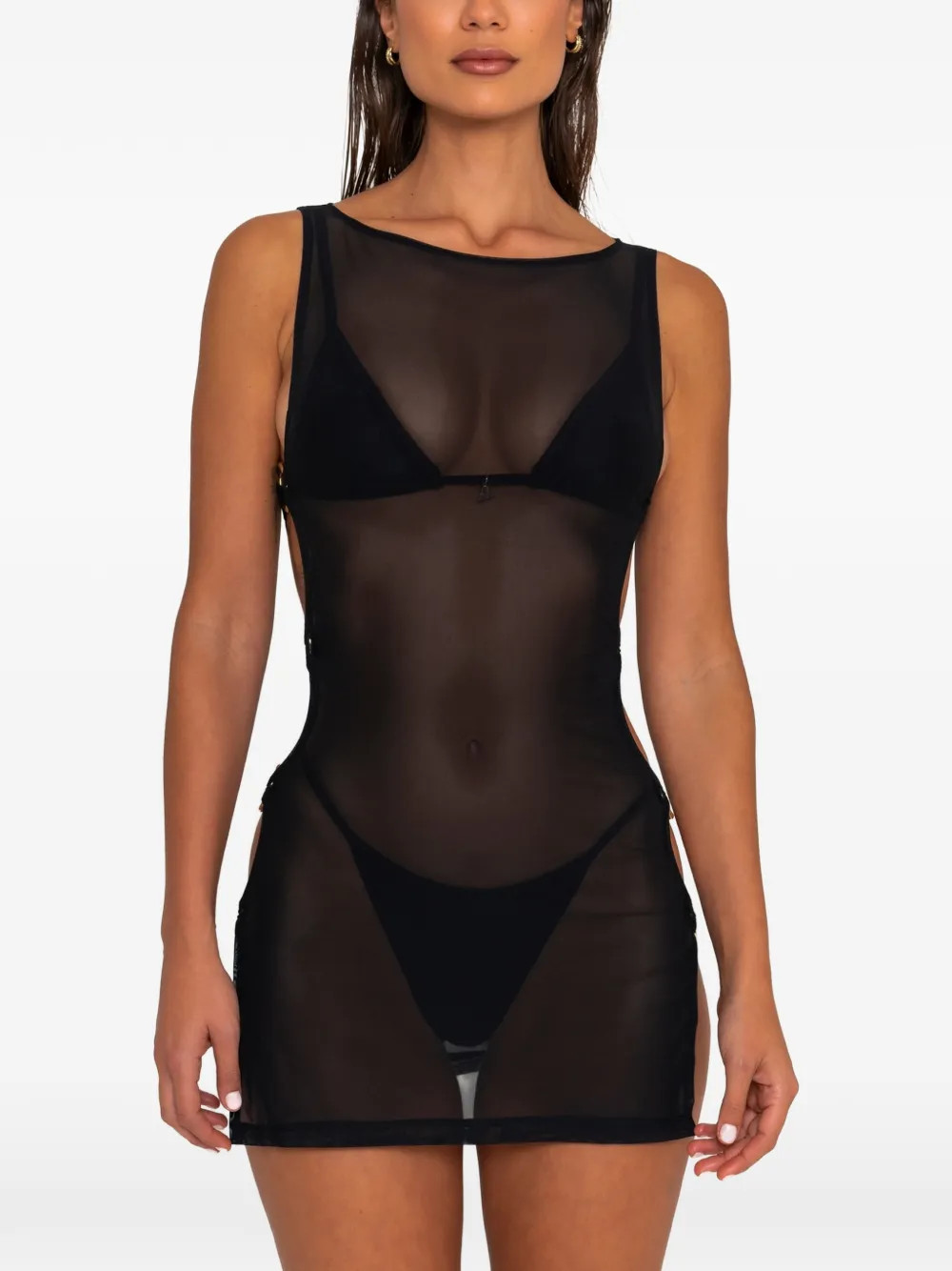 FAE SWIM Moana mesh beach cover up - Black | Farfetch Global