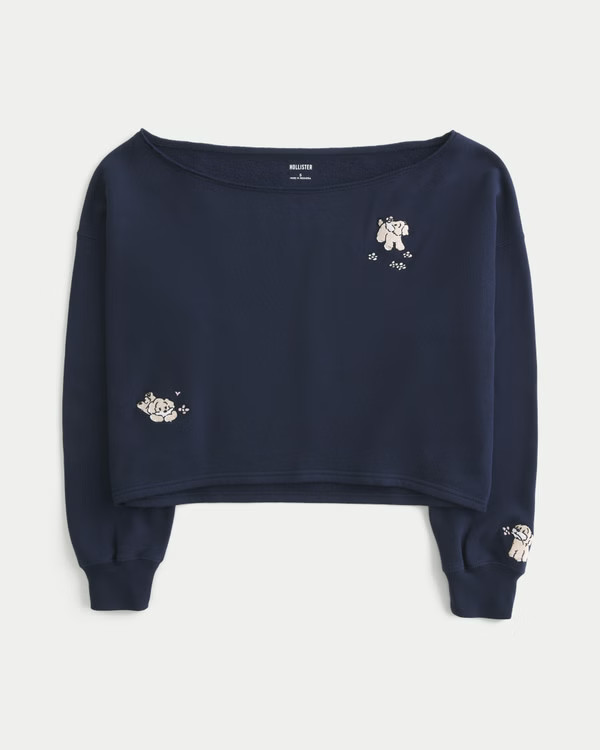 Women's Easy Graphic Double Off-the-Shoulder Sweatshirt | Women's | HollisterCo.com | Hollister (US)