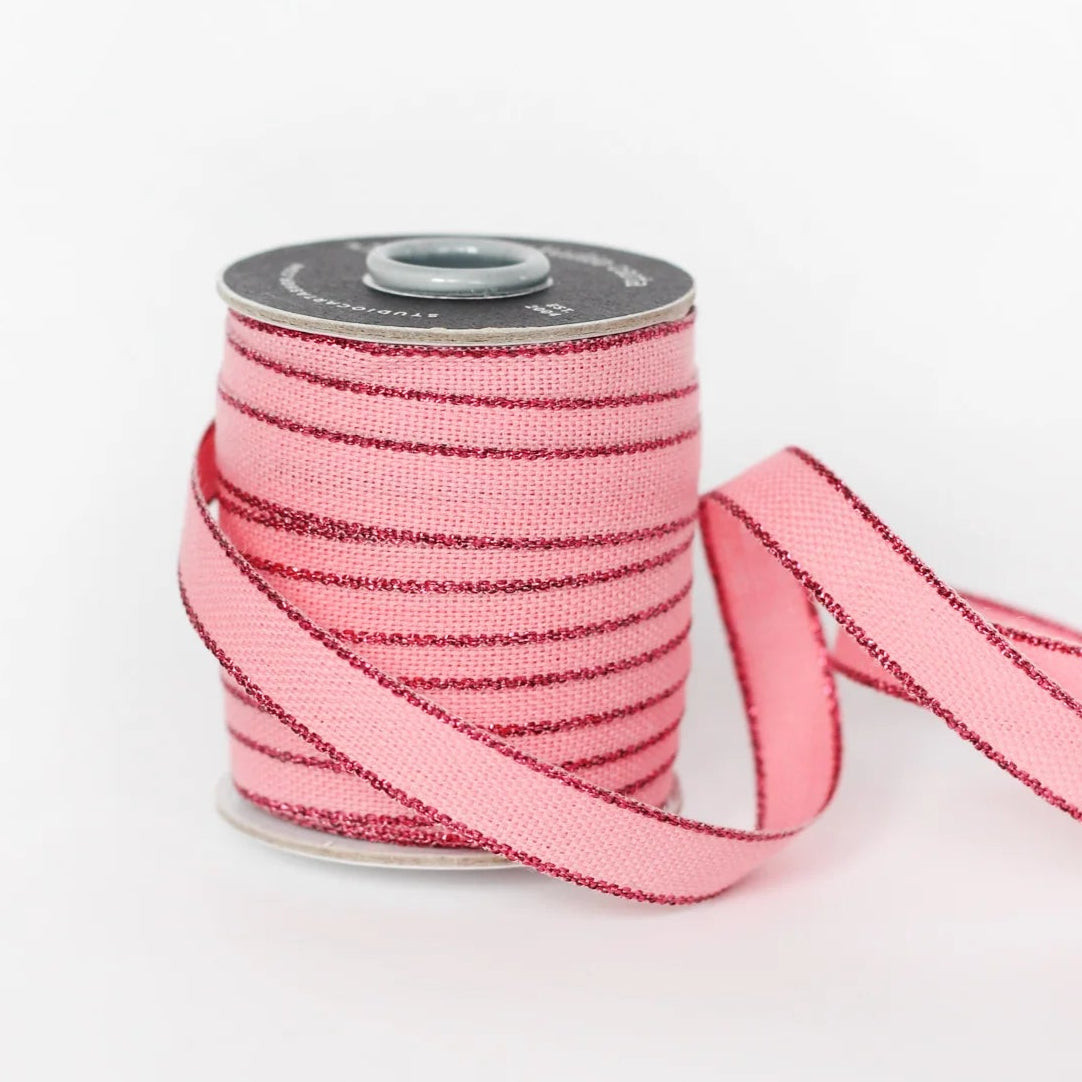 Metallic Edge Cotton Ribbon - Pink & Berry | Joy Creative Shop