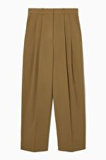 WIDE-LEG PLEATED TROUSERS - BROWN - COS | COS UK