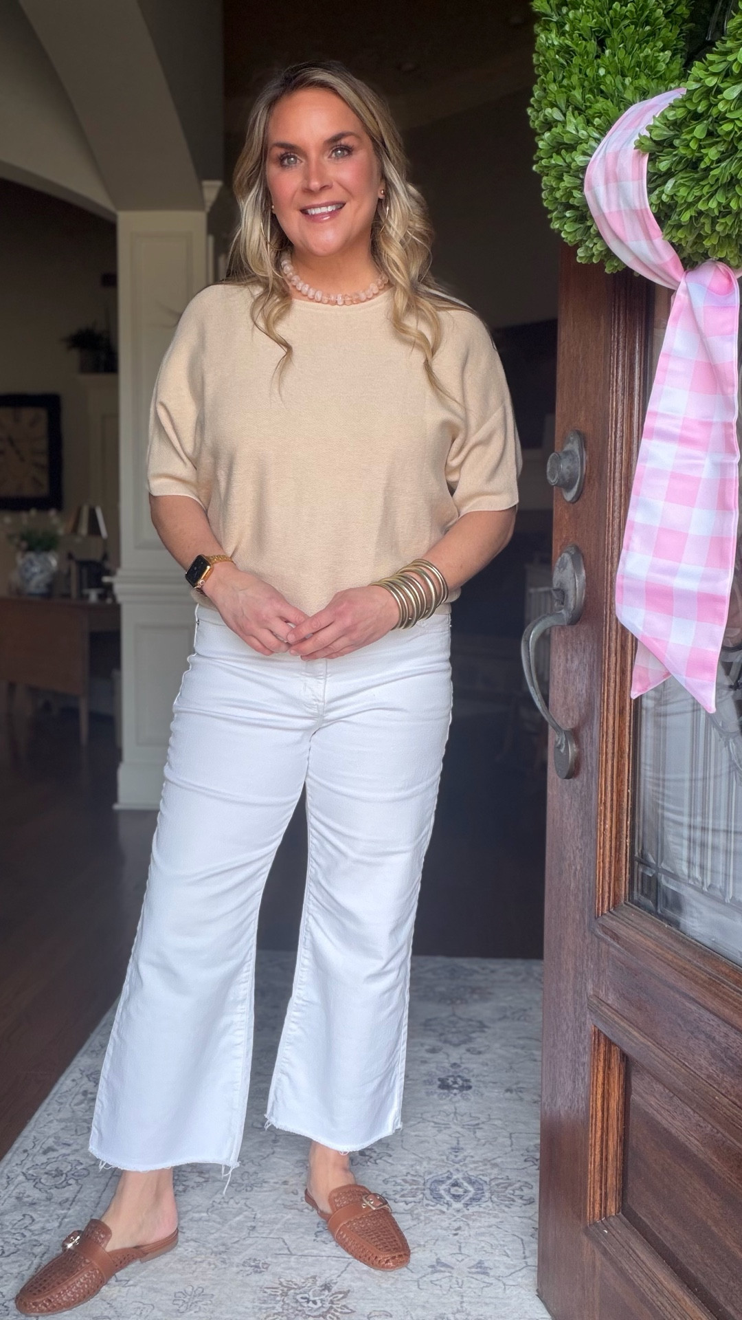 The easiest spring outfit you’ll wear on repeat.

If you love an effortless, polished everyday look, this neutral knit paired with white denim is one of those outfits that works for everything. Perfect for brunch, coffee dates, casual workdays, errands, or everyday spring style.

The soft neutral top keeps it classic while the white denim instantly makes the whole look feel fresh for spring. Just add a woven loafer or sandal and you have a simple, preppy outfit that always looks put together.

A great capsule piece you can mix with denim, shorts, or skirts all season long.

Sizing reference: I’m 5’7 wearing my true size large.


#LTKMidsize #LTKWorkwear #LTKOver40
