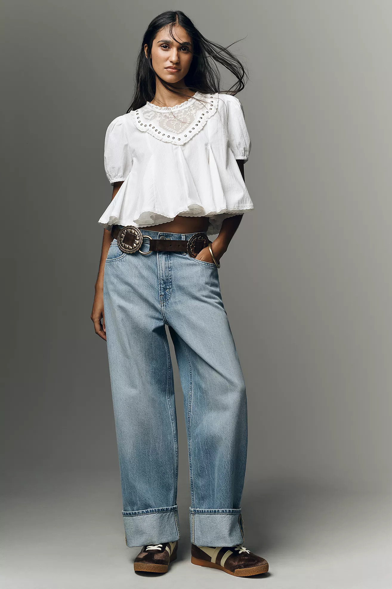 Good American Good Standard Baggy Cuffed Jeans | Anthropologie (US)