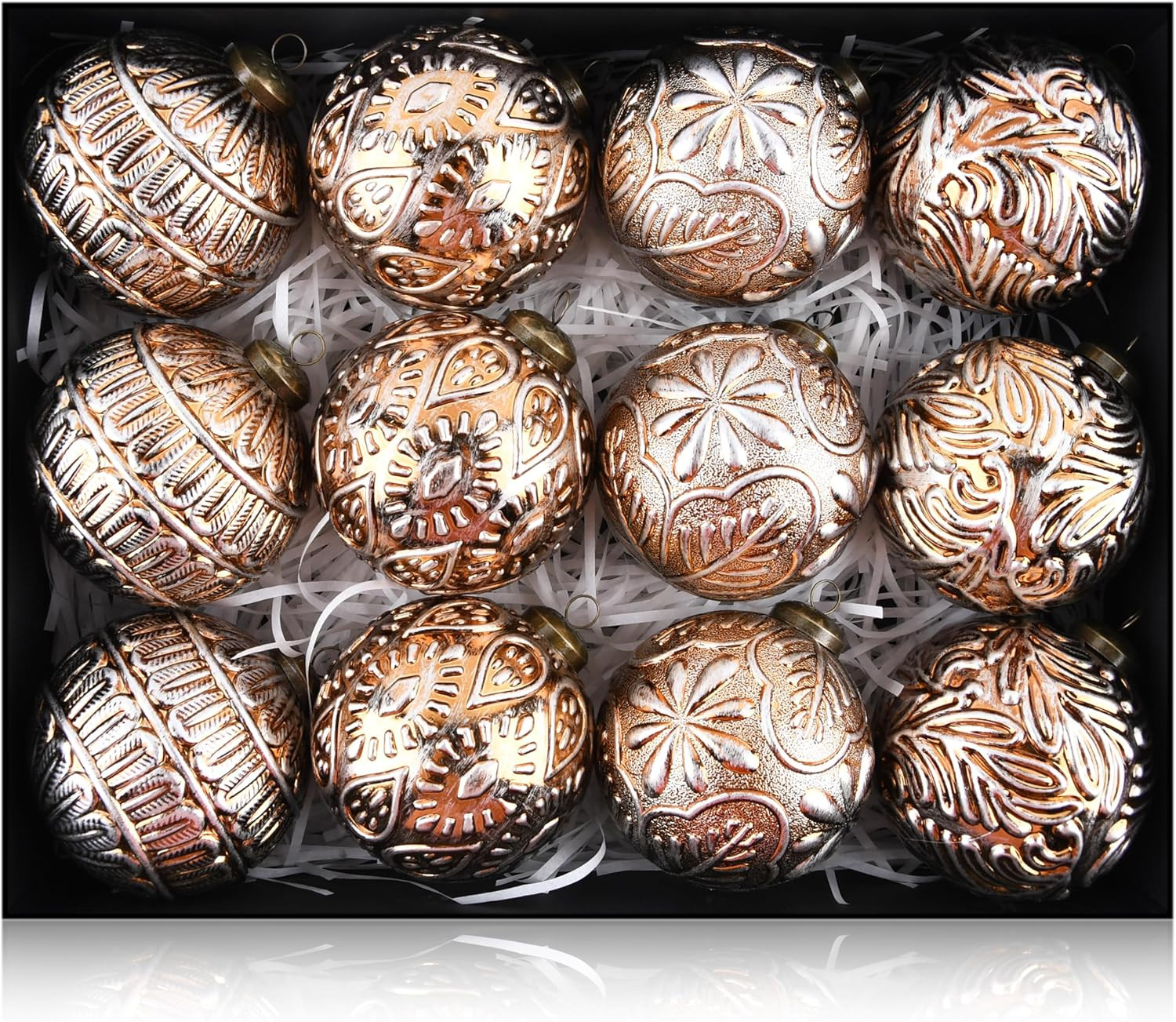 Vintage Christmas Ornaments for Tree Decorations - Rustic Copper Christmas Ball Ornaments Bronze for Indoor Holiday Xmas Decor - 80mm 3.15inch, Pack of 12 | Amazon (US)