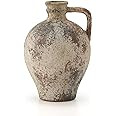 LUKA Ceramic Rustic Farmhouse Vase,8.25 inch Terracotta Vase with Handle,Neutral Clay Pot Vases D... | Amazon (US)