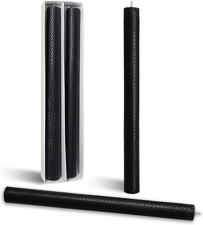 Handmade Texture Taper Candle Black Unscented Twisted Candlesticks 10 Inch Smokeless Long Candle ... | Amazon (US)