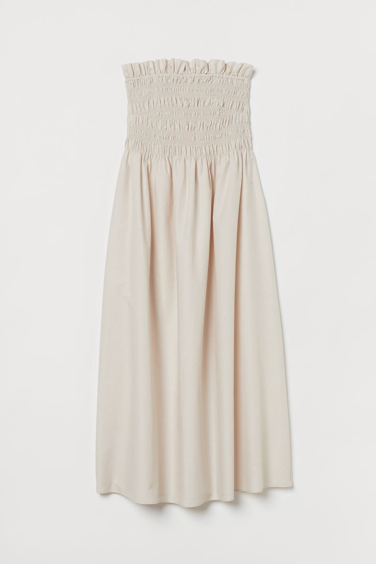 Calf-length dress in woven cotton fabric. Narrow, adjustable, detachable shoulder straps and a sm... | H&M (US)