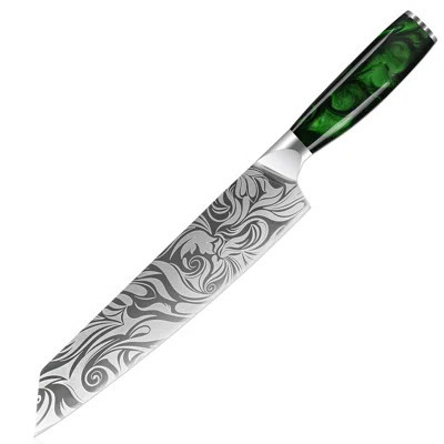 Engraved 9" Chef's Knife - Japanese Wasabi Kiritsuke Kitchen Knife for Fast Cutting - Senken Knives "Wasabi" Collection - High Carbon Stainless Steel | Wayfair North America