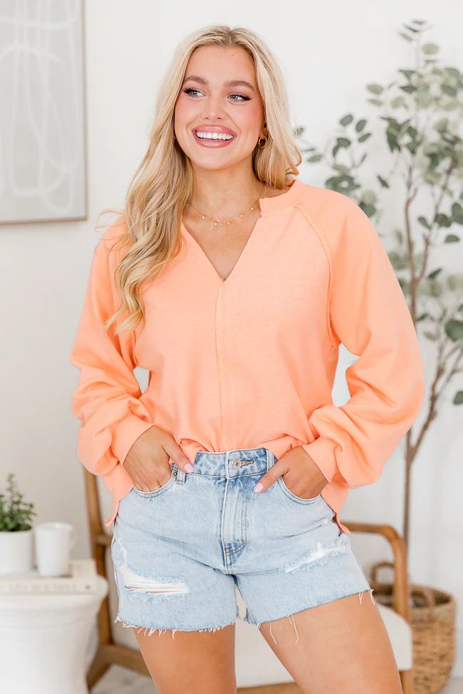 Friday Evening Orange Knit Long Sleeve Top | Pink Lily