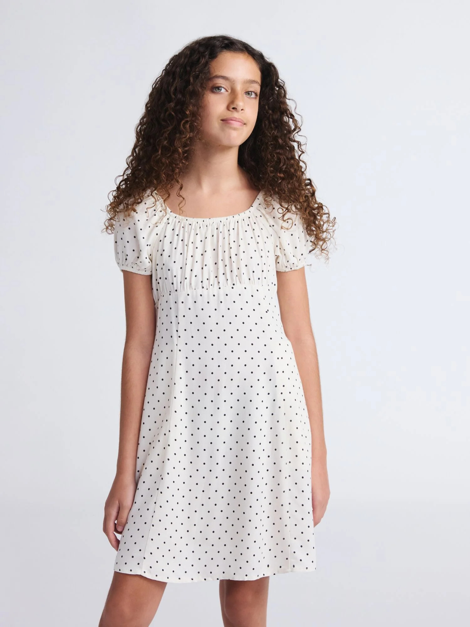 Weekend Academy Girls Short Puff Sleeve Babydoll Dress, Sizes 4-18 - Walmart.com | Walmart (US)