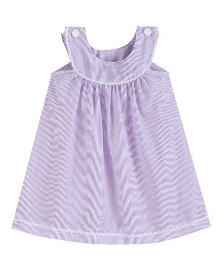 Purple & White Seersucker Yoke Dress - Infant | Zulily