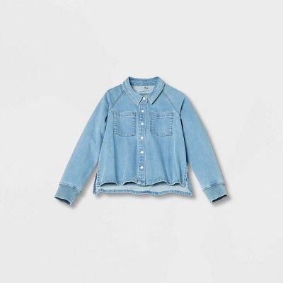 Women's Adaptive Long Sleeve Button-Down Denim Shirt - Universal Thread™ Medium Wash | Target