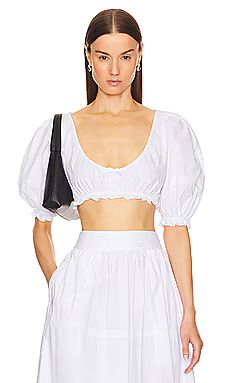 Helsa Poplin Cropped Peasant Top in White from Revolve.com | Revolve Clothing (Global)
