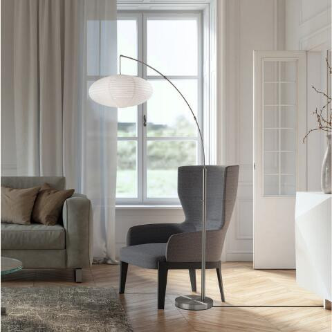 Corinne Metal And Paper Shade Arc Floor Lamp | World Market