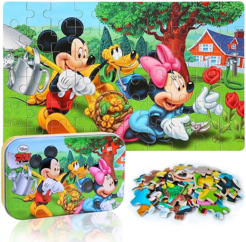 LELEMON Mickey Mouse Puzzles for Kids Ages 4-8,60 Piece Disney Puzzles for Kids Ages 3-5,Minnie J... | Amazon (US)