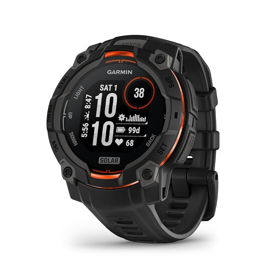 Garmin Instinct® 3 45mm, Solar Charged Display, Rugged Outdoor GPS Smartwatch, Metal-Reinforced ... | Amazon (US)