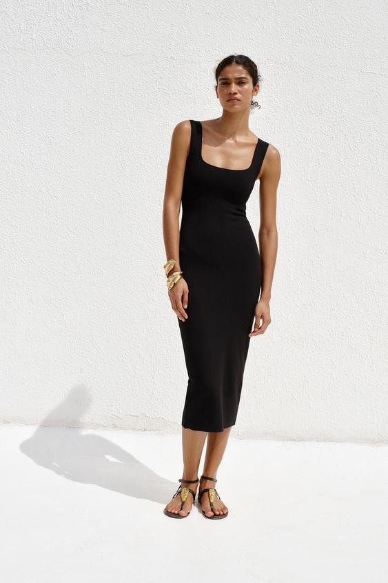 STRETCH SQUARE NECK DRESS | Zara US