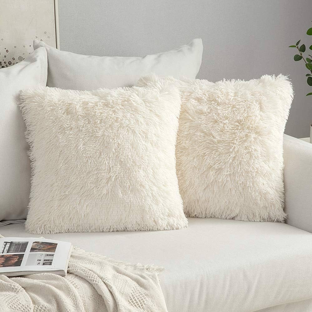 MIULEE Pack of 2 Luxury Faux Fur Throw Pillow Cover Deluxe Winter Decorative Plush Pillow Case Cu... | Amazon (US)