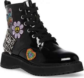 JKudos Crystal Patches Lace-Up Bootie | Nordstrom