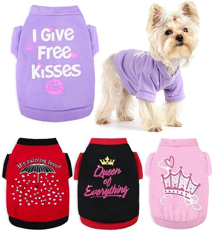 Dog Clothes for Small Dogs Girl - 4-Pack Yorkie Clothes - XXS Dog Clothes- Small Dog Clothes Fema... | Amazon (US)