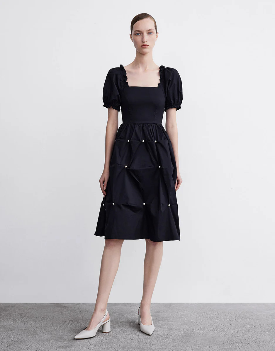 Faux Pearl Detail Midi Dress | Urban Revivo